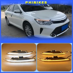 1 Set LED DRL Daytime Running Lights Daylight Fog Lamp Cover With Yellow Turning Signal For Toyota Camry 2015 2016 2017