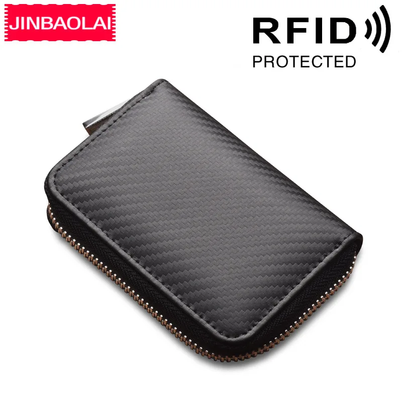 

Jinbaolai Carbon Fiber RFID Organ Wallet Anti-Magnetic Multi-Card Card Holder Credit Card Cover Coin Purse