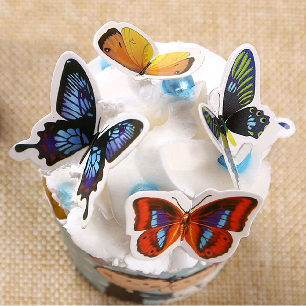 50Pcs Butterflies Wedding Birthday Rice Wafer Paper Cupcake Cake Toppers Cake Decoration Birthday Wedding Cake Tool
