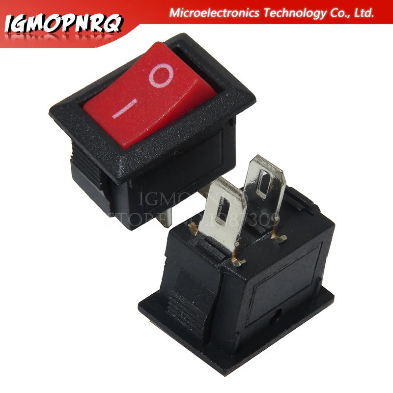 Interruptor de botão de pressão 10x15mm, interruptor snap-in spst 2pin 3pin 3a 250v kcd11, interruptor rocker de barco liga/desliga, 10mm * 15mm, preto, vermelho e branco com 10 peças