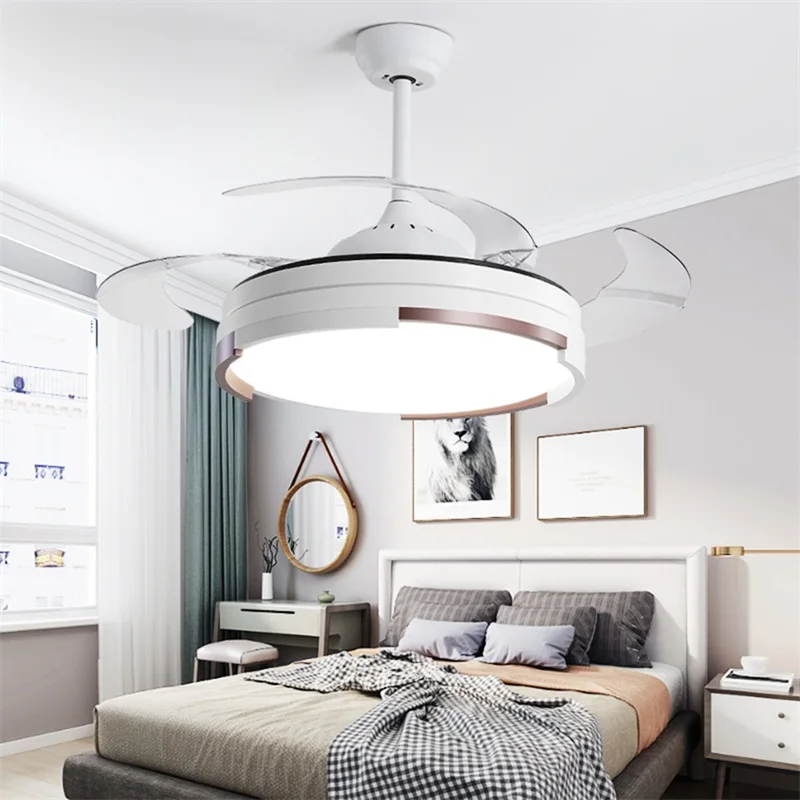 WPD Ceiling Fan With Lights Remote Control 3 Colors LED Modern Decorative For Home Living Room Dining Room Bedroom Restaurant