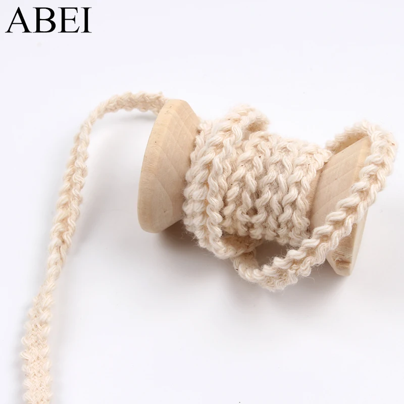 10yards 5mm Natural Beige Cotton Tape For Scrapbook Wedding Gift Box Decoration Ribbons Cotton Lace trims Accessories Wholesale