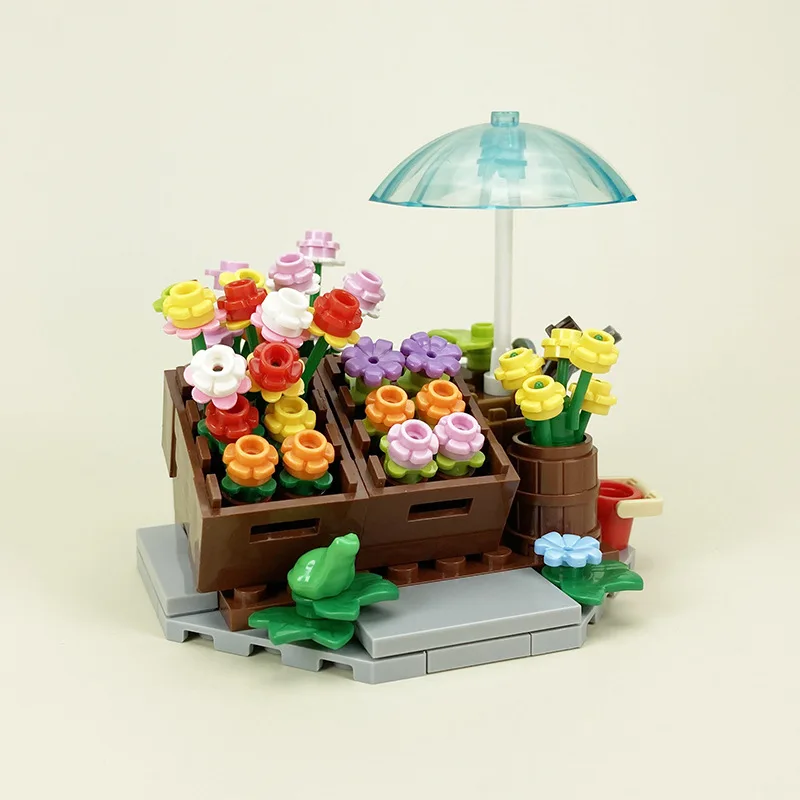 MOC Flower Shop Selling Flower Stalls Educational Building Blocks Assembling Toys Bricks DIY Accessories Compatible Kids Gift