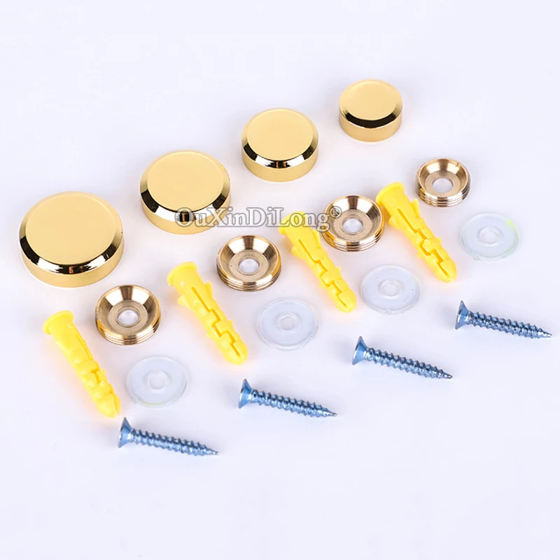 Luxury 200PCS Glass Advertising Mirror Nails Acrylic Sign Billboard Fixed Screws Decorative Caps+Copper Ring+Screw+Shim