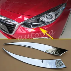 Chrome Styling Head Light Cover Front Lamp Eyebrow Trim FOR 2014 2015 2016 Mazda 3 Mazda3 BM Headlight Accessories