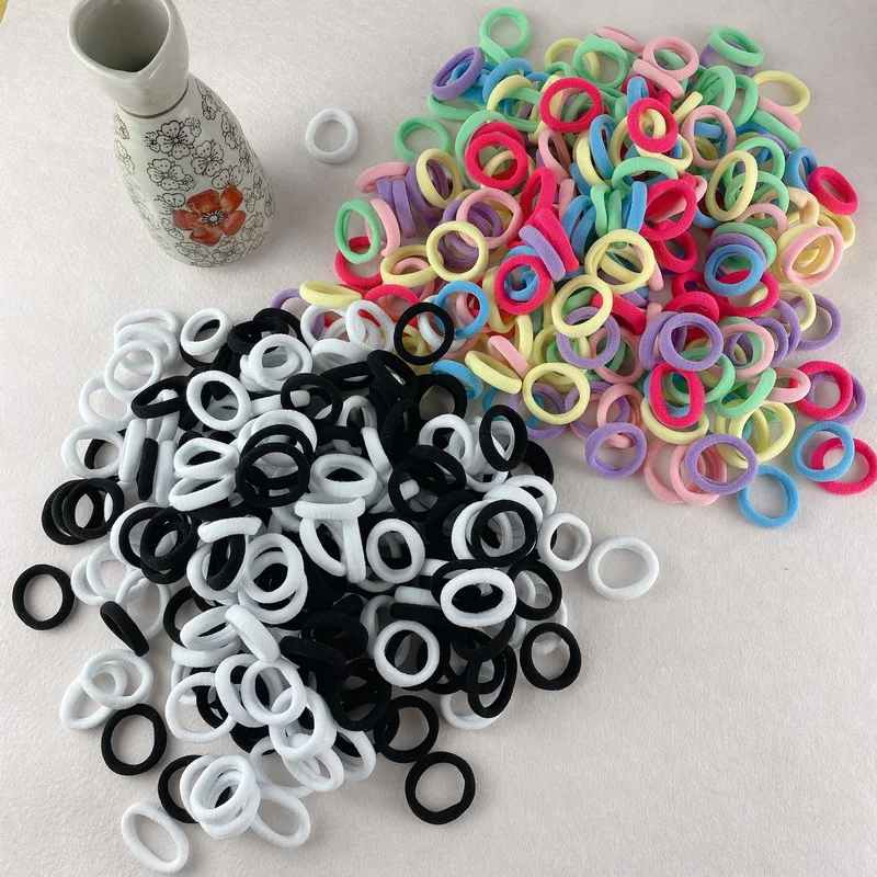 100pcs/pack Small Hair Ties For Kids 3cm Elastic Nylon Hair Bands Set Girls Ponytail Holder Hair Gum Ropes Toddlers Headwear