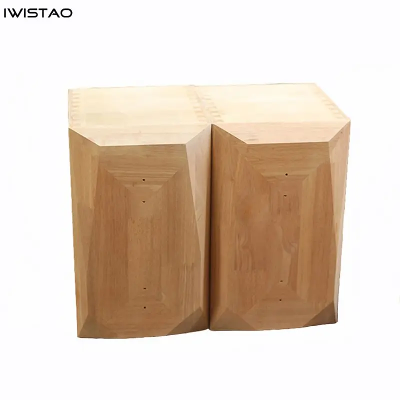 IWISTAO HIFI 2 Way Bookshelf Solid Wood Empty Speaker Cabinet 5 Inch 1 Pair Diamond 9.6 L Cut Corner for Tube Amplifier