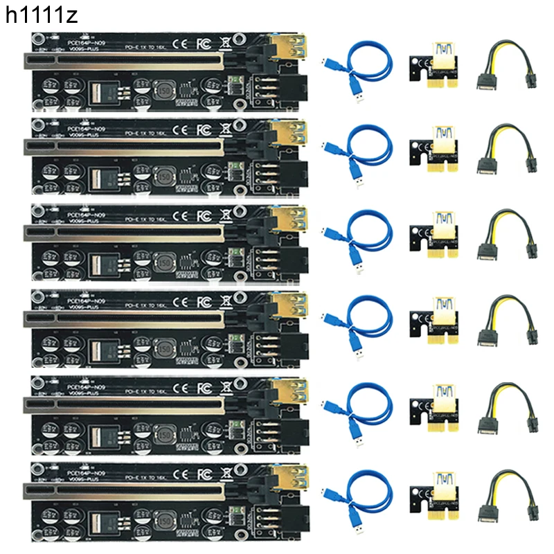 

6PCS PCIE Riser 009S Plus Video Card Extension Cable Adapter Cabo Riser PCI Express X16 Riser PCIE X16 for Bitcoin Miner Mining