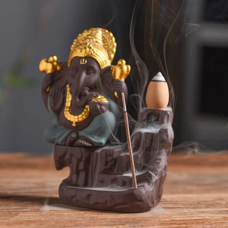 Ganesha Waterfall Incensario Incense Holder Zen Wierook Waterval Support Encens Backflow Incense Burners Base Home Decor Censer