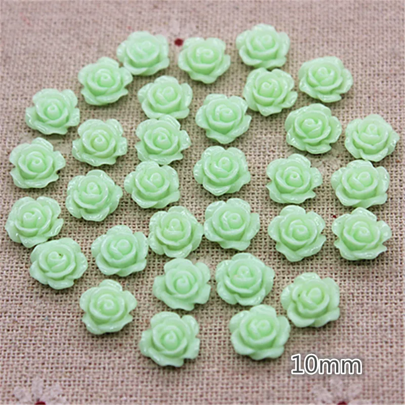 100PCS 10mm Mix Colors Cute Resin Rose Flowers Flatback Cabochon DIY Jewelry/Craft Decoration