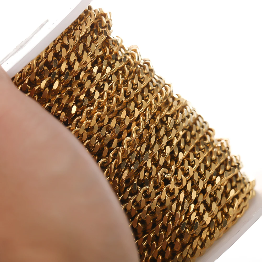 1 Meter Edelstahl Panzerkette für DIY-Schmuckherstellung, Hip-Hop-Punk-Halsketten, Armbänder und Accessoires – Detail 6
