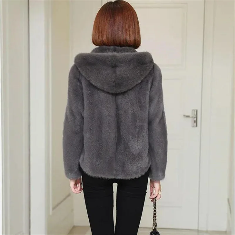 Women's Plus velvet Hooded Jackets Double-sided fleece Feminine zipper Outwear Soft Warm Short Faux fur Coats Cardigan Hoodies