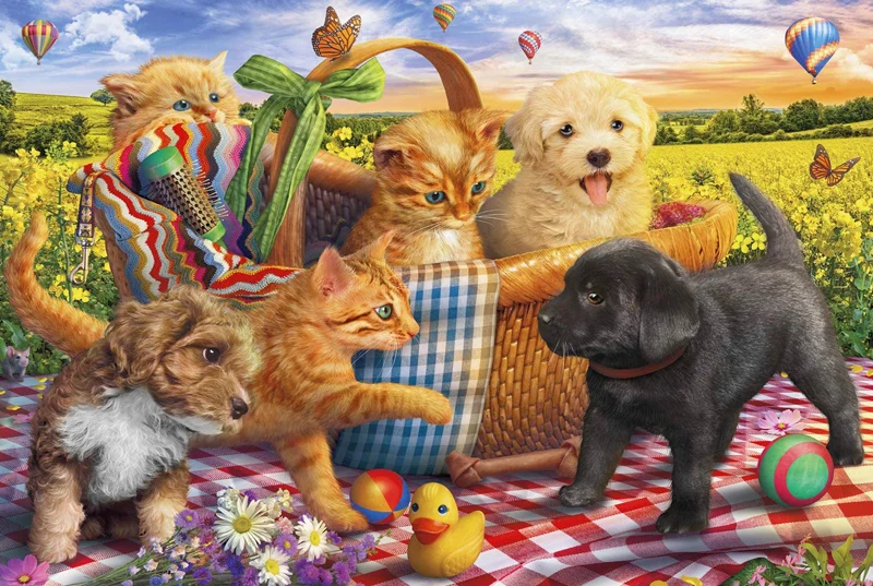 

Cat and dog wooden puzzle 500 pieces ersion jigsaw puzzle adult children's educational toys