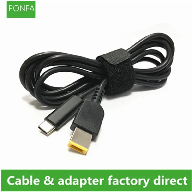 Power Supply Adapter Cable Type-C Male to Square Tip Male Converter Cord for Lenovo Thinkpad Laptop Computer 1.5m/150cm