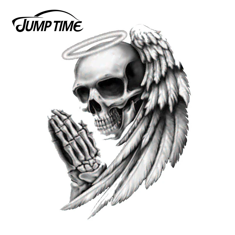 JumpTime 13cm x 9.72cm ANGEL OF DEATH SKULL Car Sticker Motorcycle Decal Vinyl Laptop Car Stickers Accessories