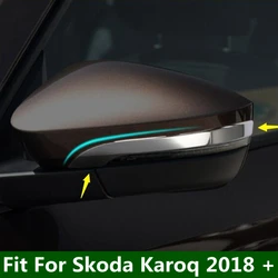 Chrome Bright Style Side Door Rear View Rearview Mirror Decoration Strip Cover Trim 2 Pcs For Skoda Karoq 2018 2019 Accessories