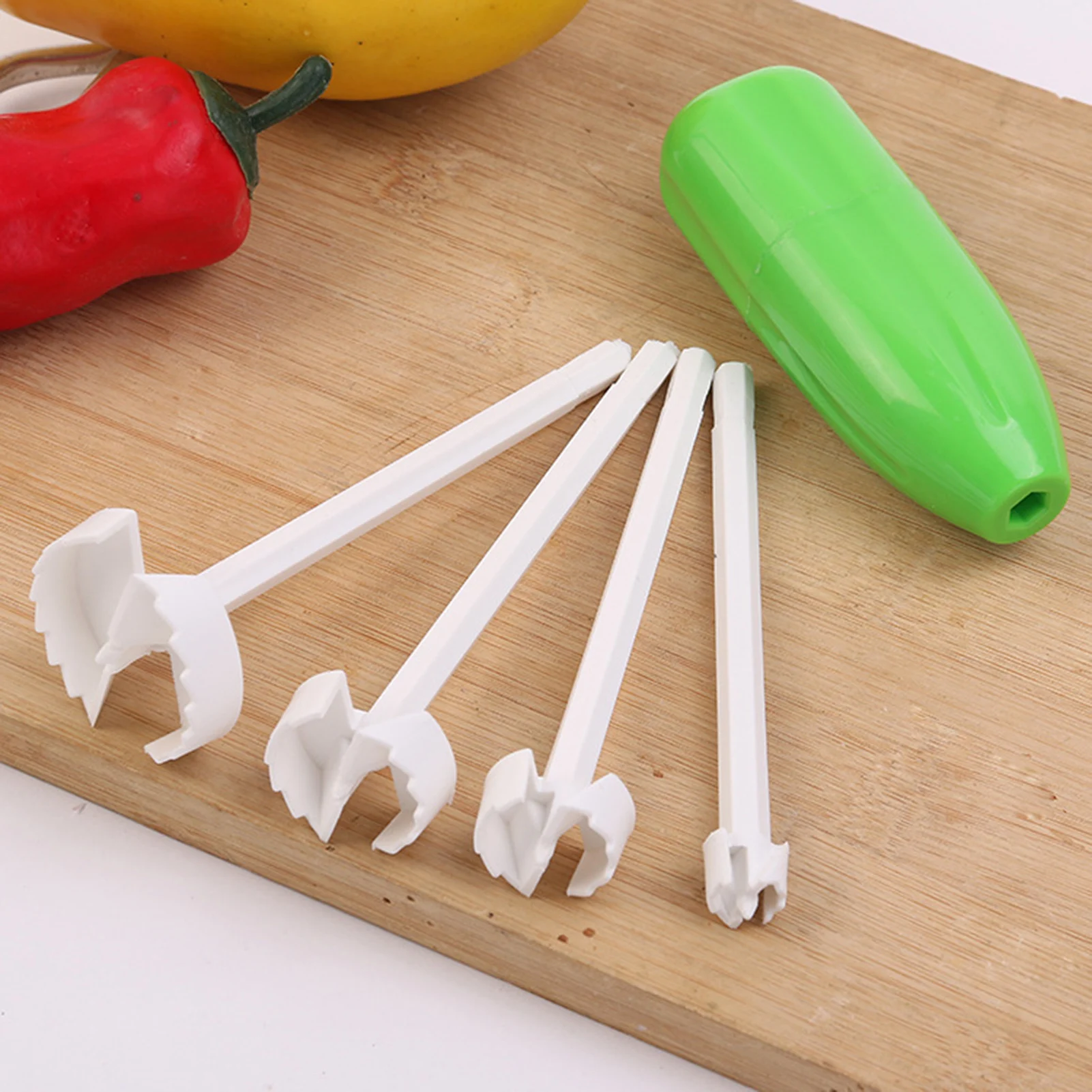 Vegetable Spiral Cutter Fruit Cores Seeds Remover Seed Corer Gadgets Tools 4pcs/set For Tomato Eggplant Orange