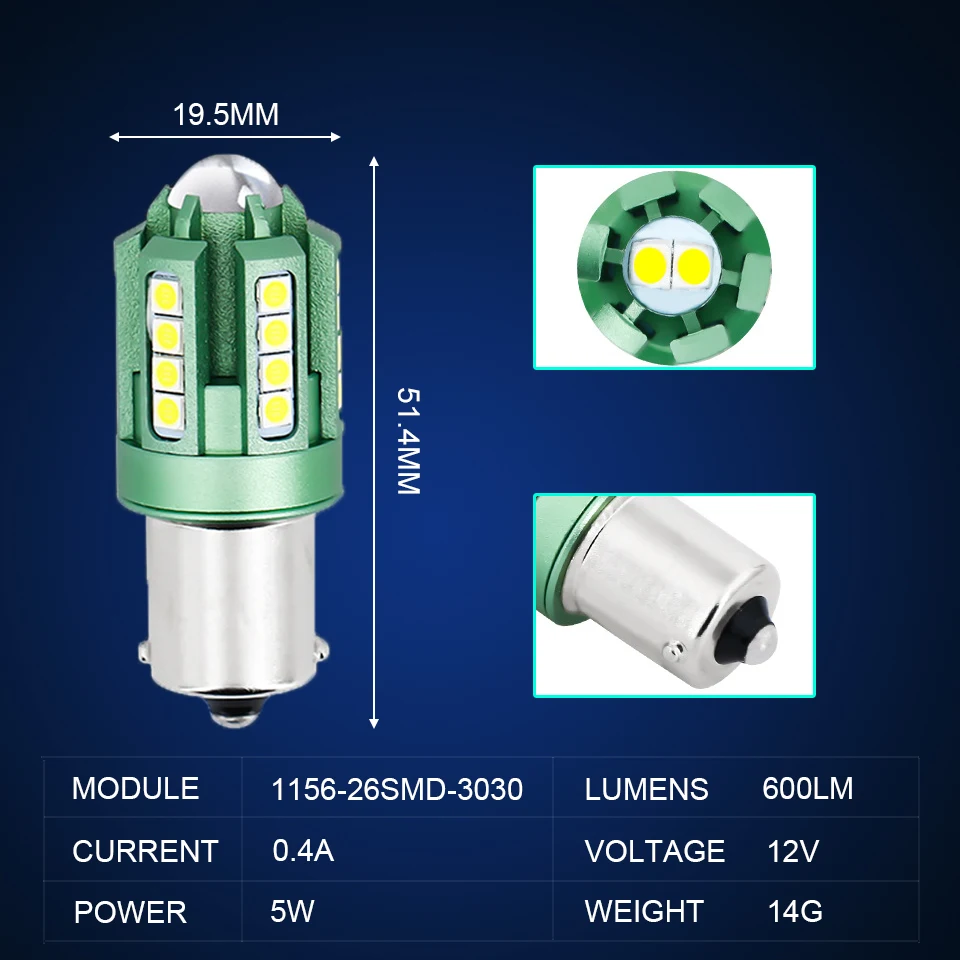 2Pcs 5W Newest Style High Quality Ba15s 3030 SMD Chips LED 1156 P21w Car signal Light Bulbs Reverse Brake Turn Paking lamp White