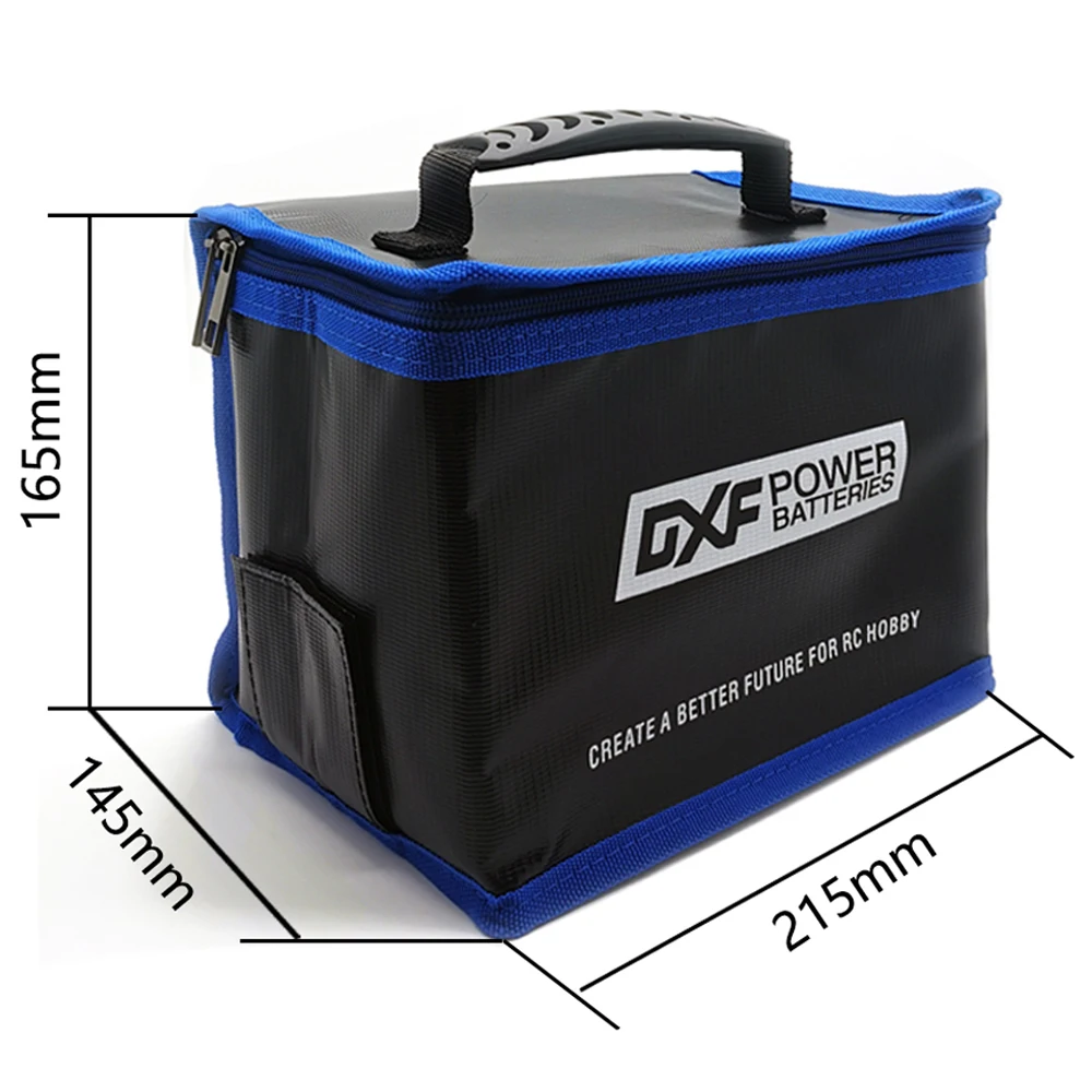 DXF-Bolsa de seguridad para Dron de carreras, bolsa Lipo ignífuga, impermeable, a prueba de explosiones, portátil, 215x145x165mm para RC FPV,