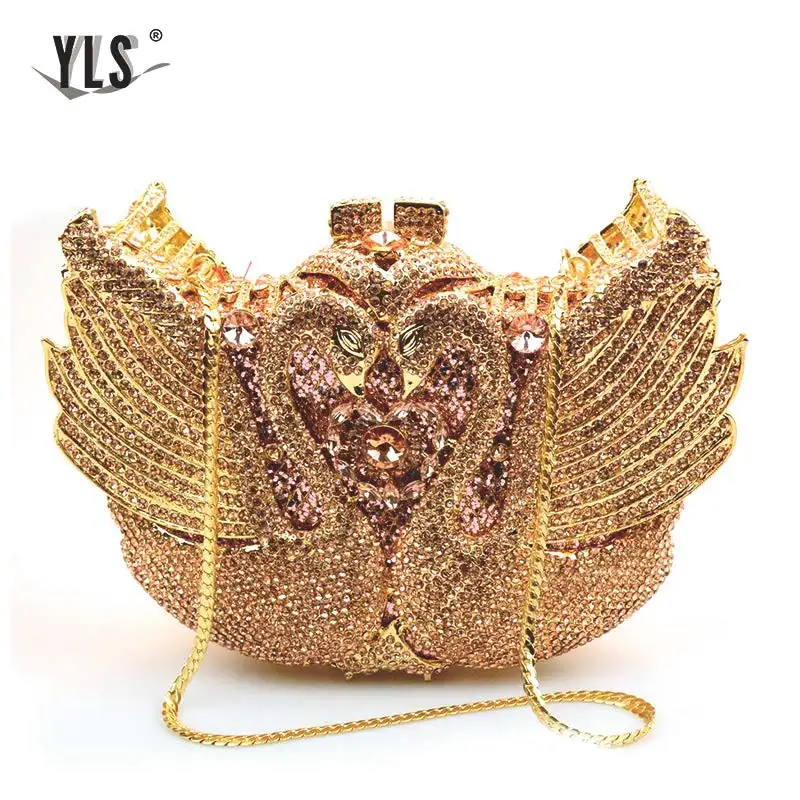 Fashion Luxury Crystal Bags Designer rhinestone swan Clutch Bags for Ladies Purse Wedding Bridal Evening Bags