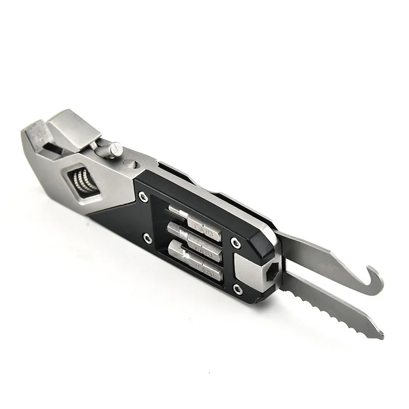 Mini Multi-Function Adjustable Wrench Portable Screwdriver 13 Bits Knife Stainless Steel Outdoor Home DIY Hand Tools