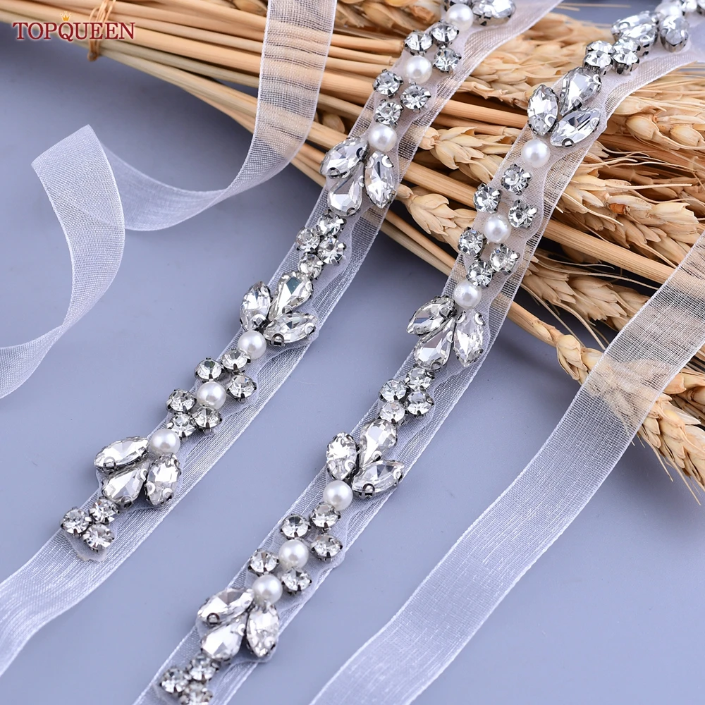 TOPQUEEN S09 Bridal Rhinestone Decorative Belt Wedding Evening Dress Women\'s Lady Luxury Shiny Female Crystal Pearls Ribbon Sash