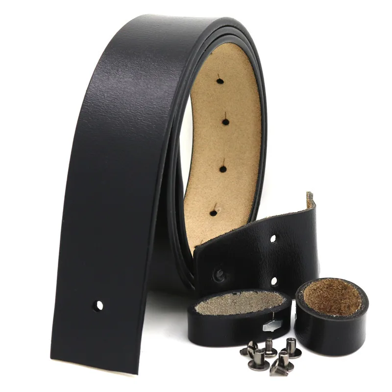 Mens Belt Pure Cowhide Belt Strap 3.8CM No Buckle Genuine Leather Belts With Holes High Quality Belt