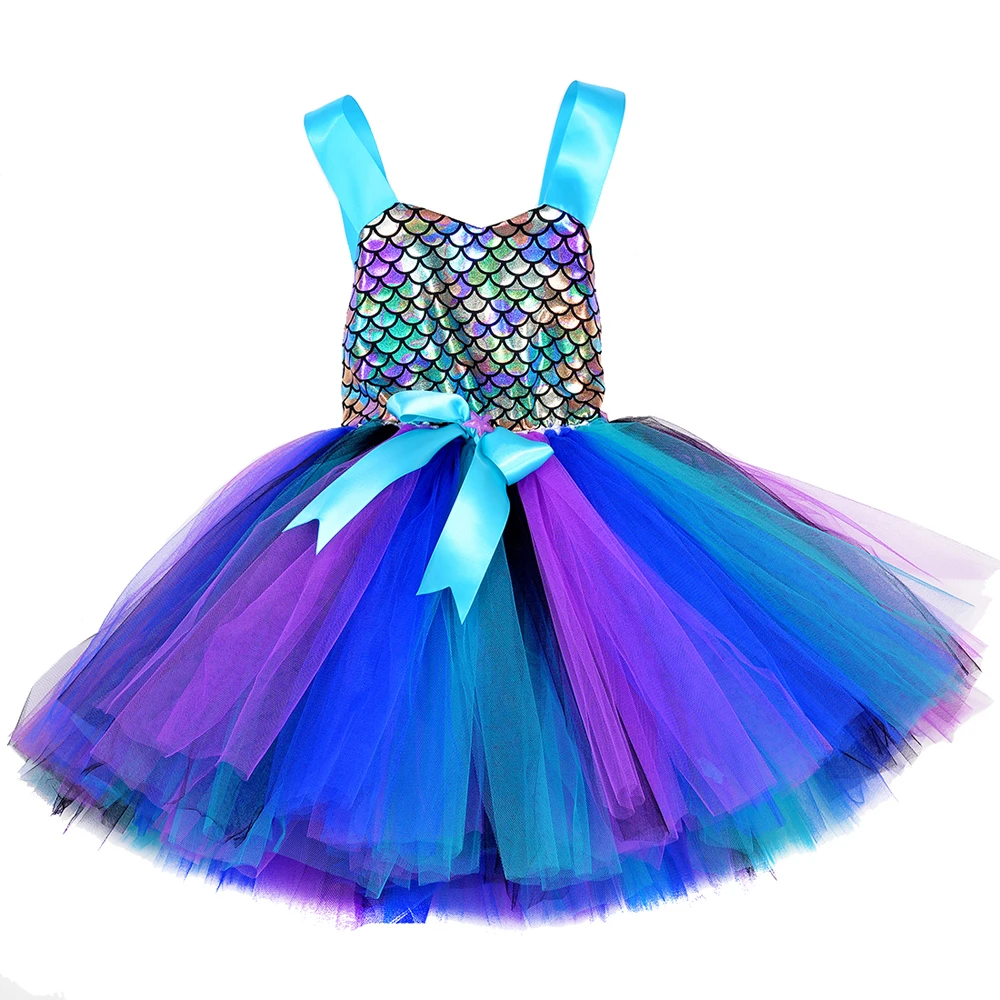 Little Mermaid Tutu Dress for Girls Princess Dresses for Mermaid Birthday Party Costumes Girl Kids Christmas New Year Clothes