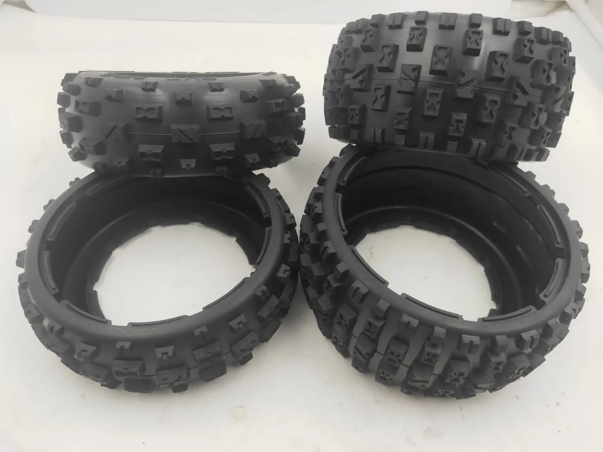 Upgraded Front & Rear Wasteland Tires Assembly Set for 1/5 Hpi Rofun Rovan Km Baja 5b Rc Car Toys Parts