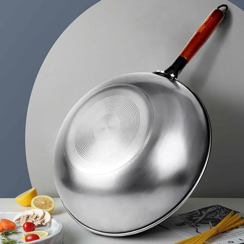 Konco handgefertigter Eisen-Wok, traditionelles Kochgeschirr, Eisentopf, nicht beschichtet, gesunder Wok, Gas-Kochgeschirr, 30/32/34 cm