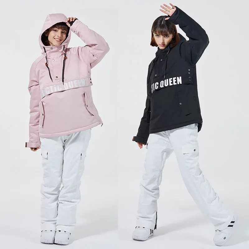 Ski Hoodie Setelan Pria Wanita Setelan Ski Musim Dingin Hangat Luar Ruangan Tahan Angin Jaket Ski Tahan Air Celana Ski Set Snowboarding Perempuan Laki-laki