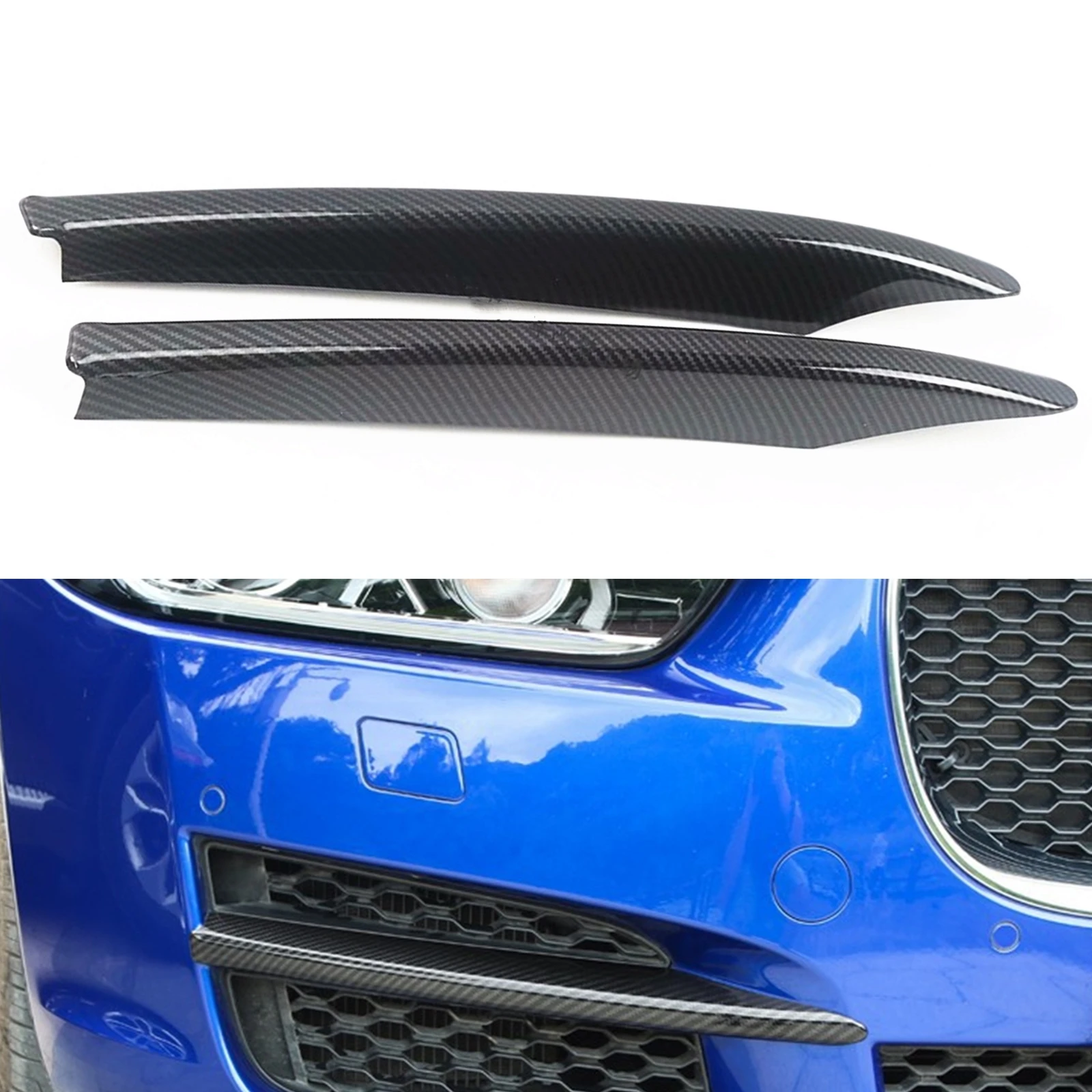 

Fog Light Lamp Cover Trim For Jaguar F-PACE XEL 2018-2020 Carbon Fiber Look Car Front Bumper Air Vent Intake Splitter Canards