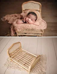 Newborn Photography Props Weaving Baskets Baby Photo Bed Posing Props Infant Photo Shoot Accessories Cany Beds