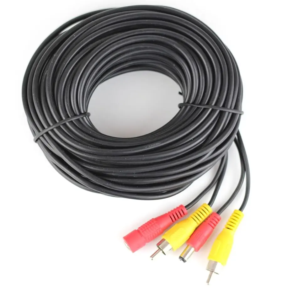 5 10 15 20 Meters DC Power RCA AV Video 12V 24V Extension Cable for Car Truck Bus Parking Home CCTV Camera