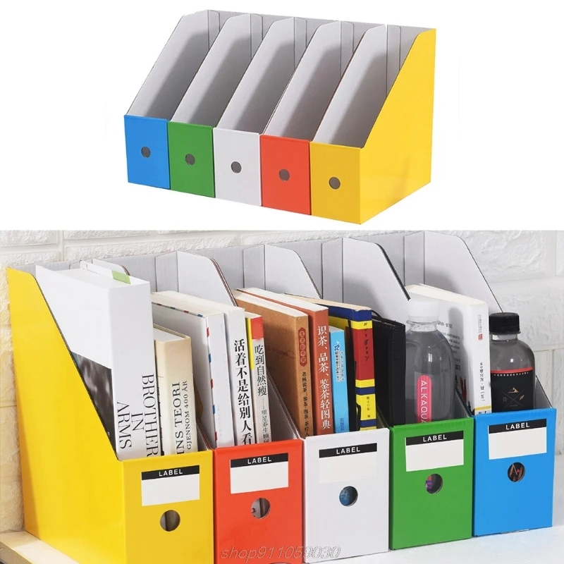 5pcs Paper Cardboard File Magazine Holder Colorful Desk Storage Document Stand Rack for Home Office J30 21 Dropship