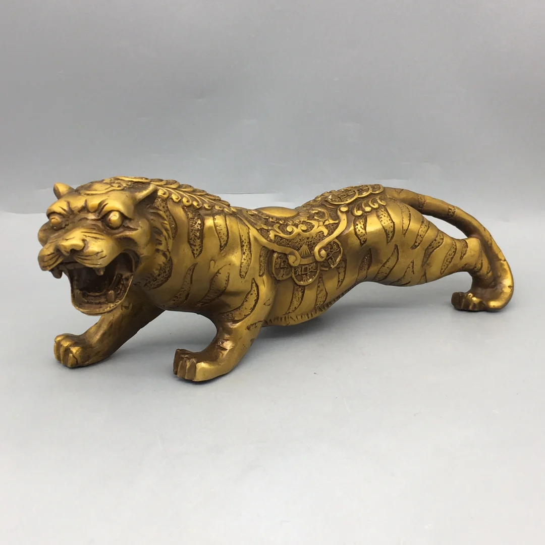 Bronze Sculpture Brass Money Tiger Zodiac Tiger Ornaments Home Office Desk Decoration Figurine Figurine Tiger Living Room Home