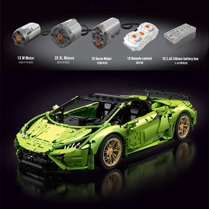 In magazzino simulazione High-Tech MOC C63 Lambo Huracan EV F12 1:8 auto da corsa blocchi di costruzione mattoni giocattoli per ragazzo bambini