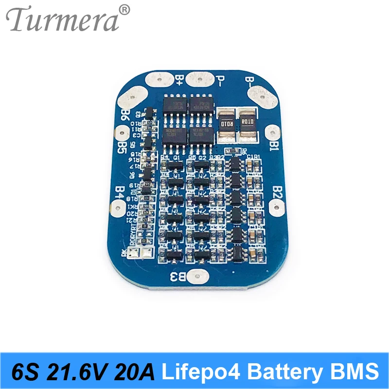 Turmera-Module de carte protégée pour batterie au lithium et fer BMS, tournevis et vélo électrique, 6S, 20A, 19.2V, 21.6V, 32650, 32700, veFePO4
