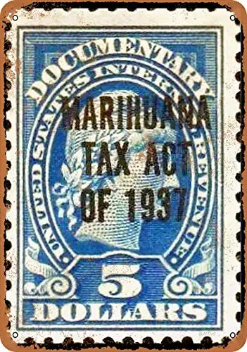 1937 Irs Marijua Tax Stamp 5 Dollars Wall Poster Tin Sign Vintage BBQ Restaurant Dinner Room Cafe Shop Decor