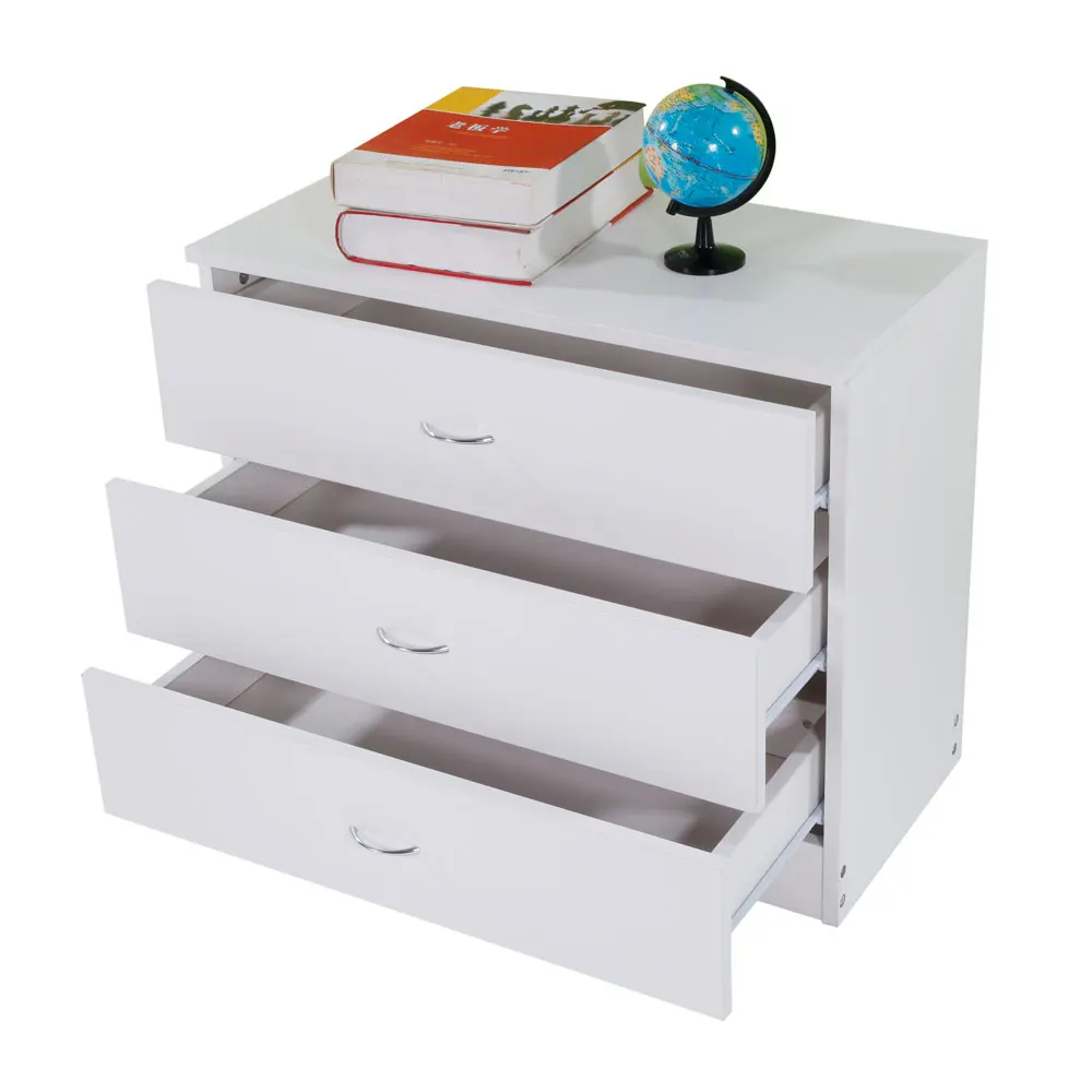 (66 x 33 x 56)cm FCH Modern Simple 3-Drawer Dresser White Night Table Bedside Table Nightstand