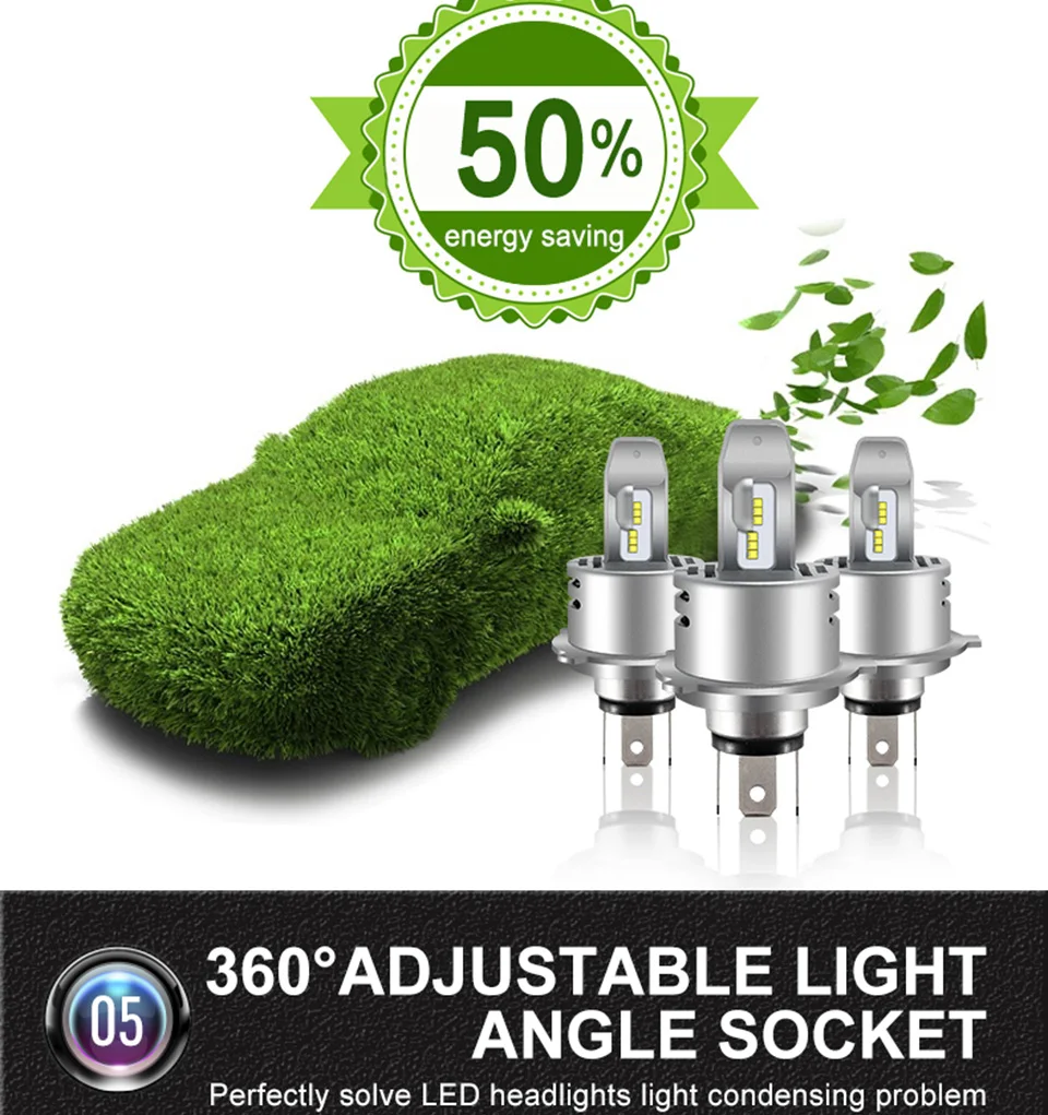 2 * bombillas USA ZES Chip H4 p43t led 80 Вт 8000LM 9S Встроенная Автомобильная фара Ближний/Дальний свет Автомобильные лампы 6000K Белый Универсальный Canbus