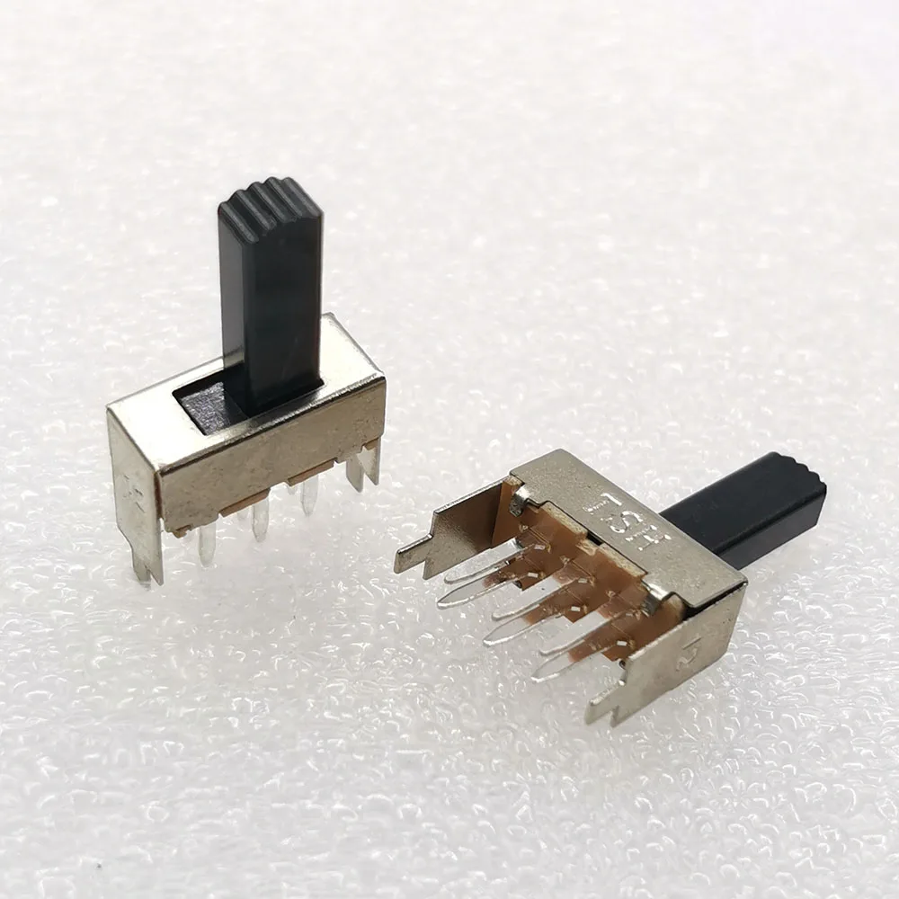 100pcs On-off Micro mini Slide Switch 6pin 2P2T Toggle Sliding Power Switch 6 feet 2 gears Handle Length 15MM