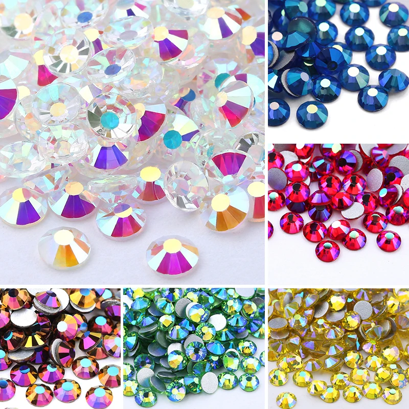 SS4-SS16 Crystal AB Non Hotfix FlatBack Nail Rhinestone Decorations Shoes Garment Fabric Decoration Clothes Glass Strass Nailart