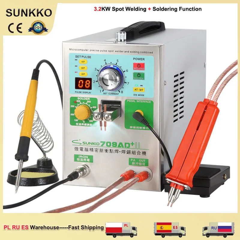 SUNKKO 709AD+ Spot Welding Machine 3.2kw Pulse Induction Automatic Spot Welder For 18650 Battery Pack welding Nickel Strip 70B P