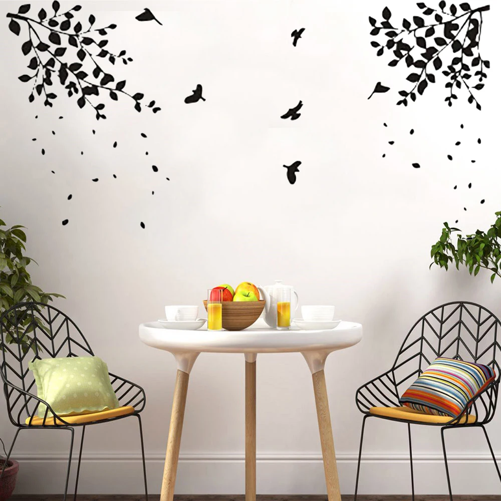 

flying bird tree branch vinyl cut wall sticker bedroom living room decoration removable diy home decals animal mural art