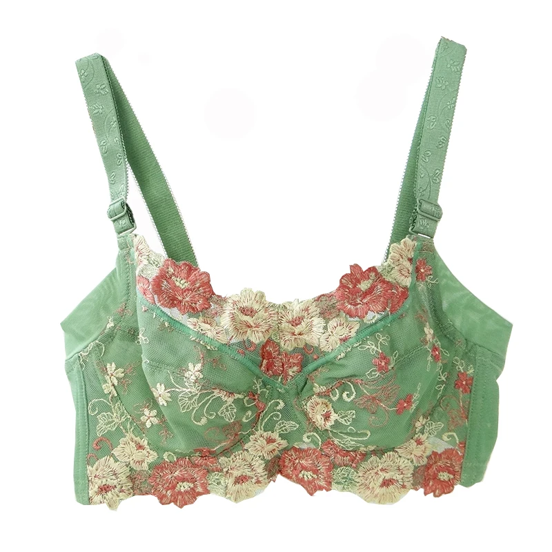 Ultra-thin embroidery Bras for women New Arrival Plus Size 48EF 110EF lace underwear women sexy bra gather adjustable bras