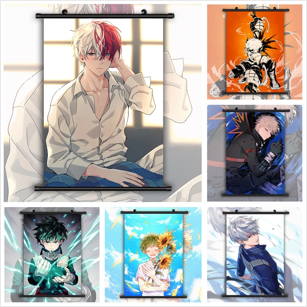 Anime Boku No Hero Academia Katsuki Izuku Shouto Bakugo Midoriya Todoroki Manga Canvas Painting Living Home Decoration