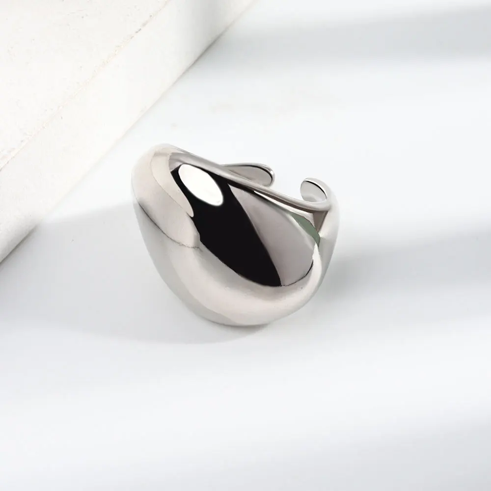 QMCOCO Minimalist Silver Color Round Rings Open Rings Korean Personality Design Fashion Woman Party Jewelry Elegant Accessories