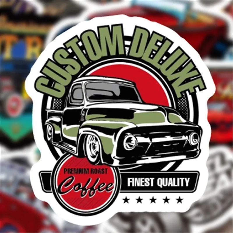 10/30/50 PCS Modified Classic Car Waterproof Trolley Case Graffiti Sticker