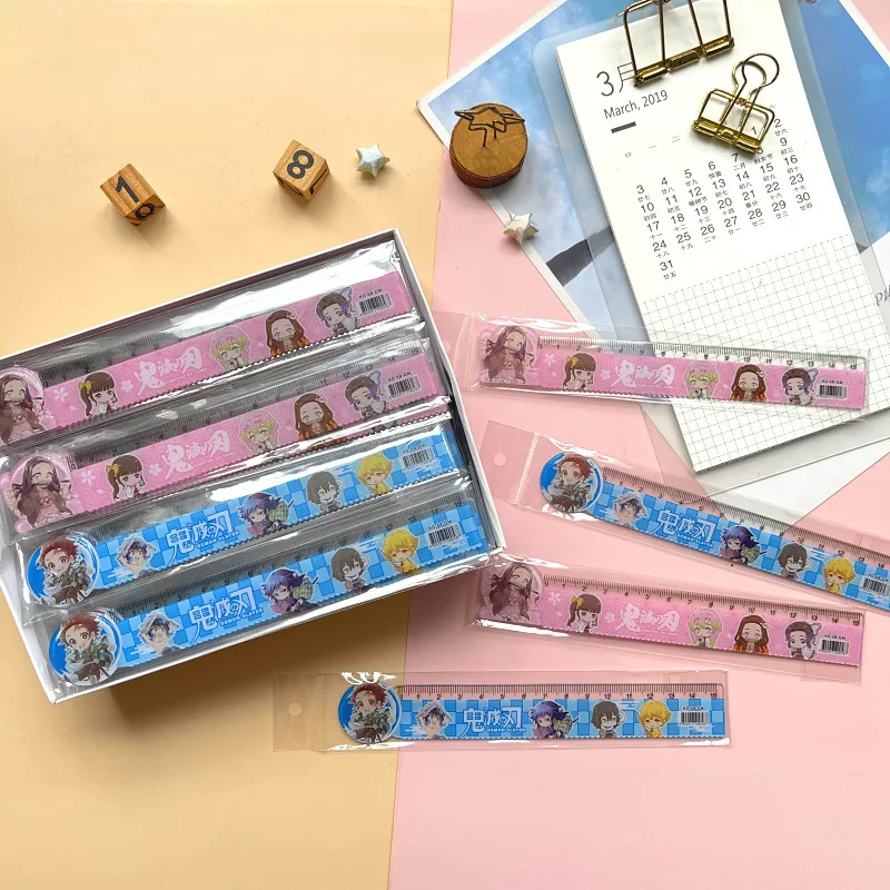 50 pcs/lot Kawaii Demon Slayer Acrylic Ruler Cute 15cm Straight Rulers Drawing Tool Promotional Stationery gift school Supply